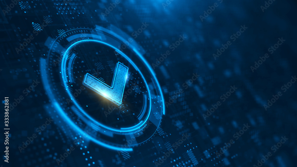 © Sashkin - Check Mark on Abstract Blue Backgroud. Quality Control, Guarantee, Compliance Concept. 3d rendering © Sashkin - Check Mark on Abstract Blue Backgroud. Quality Control, Guarantee, Compliance Concept. 3d rendering