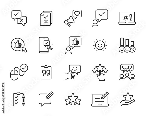 set of feedback icons, research, comment, review, customer, survey, social media