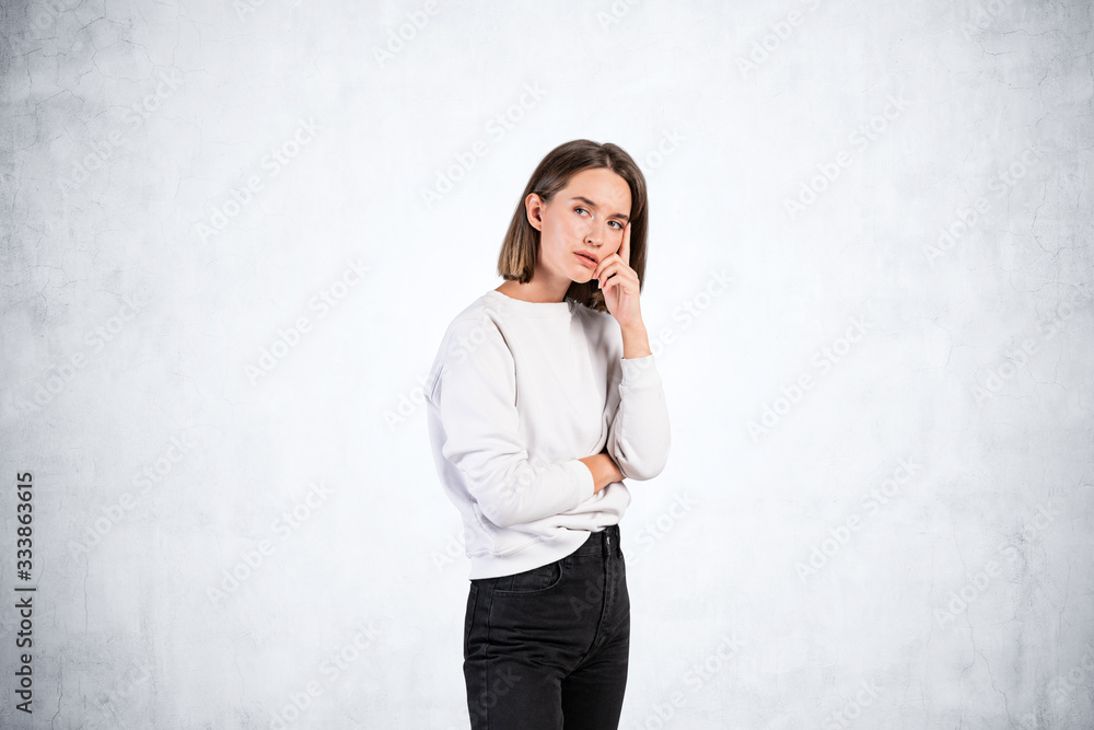 Thoughtful European college girl portrait Thoughtful European college girl portrait