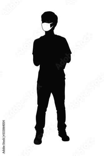 Man with mask silhouette vector