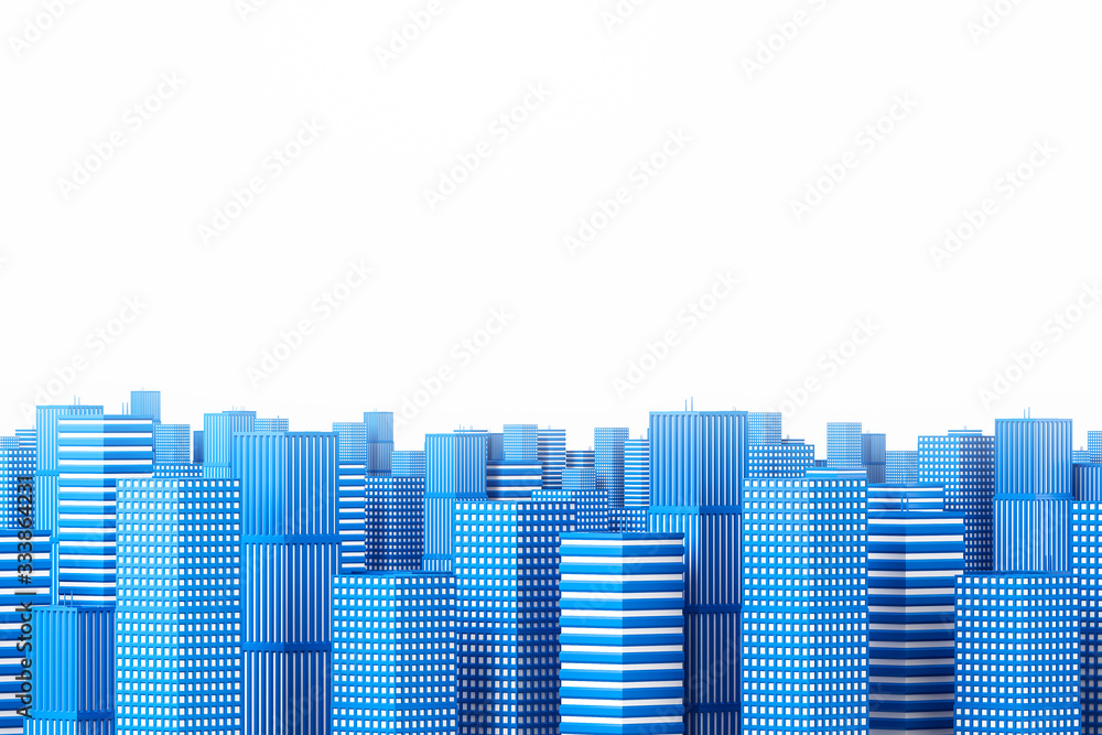 Blue city model over white background