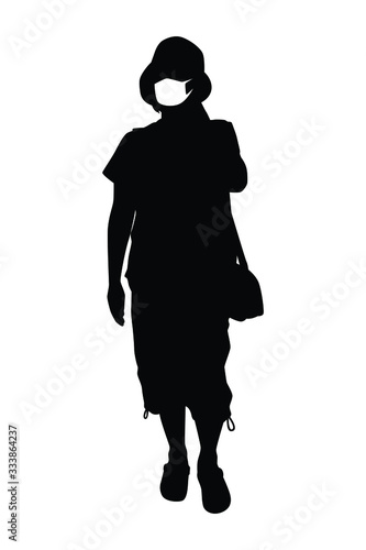 woman with mask silhouette vector
