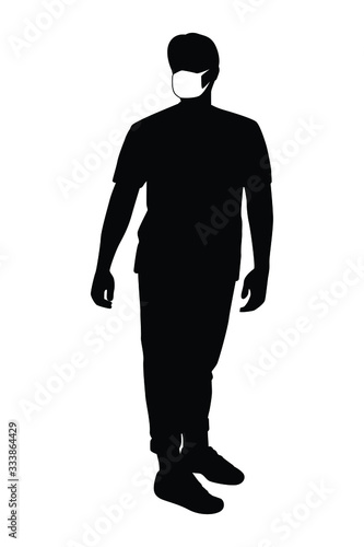 Man with mask silhouette vector