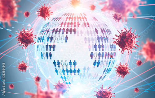 Coronavirus pandemia concept, planet hologram photo