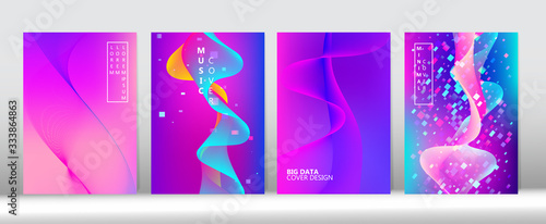 Pink Blue Purple Digital Vector Cover Template. Funky Computing Music Magazine Minimal 