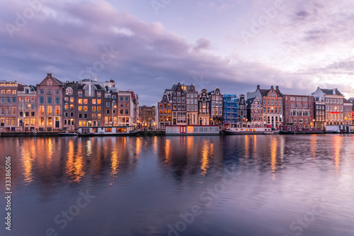 Canals of Amsterdam with Amstel river year 2020
