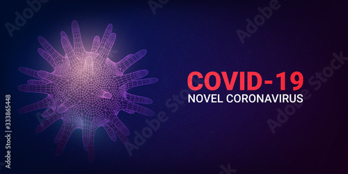 Coronavirus concept background. 2019-nCoV, Virus Covid 19-NCP. Linear outline polygon. Vector illustration