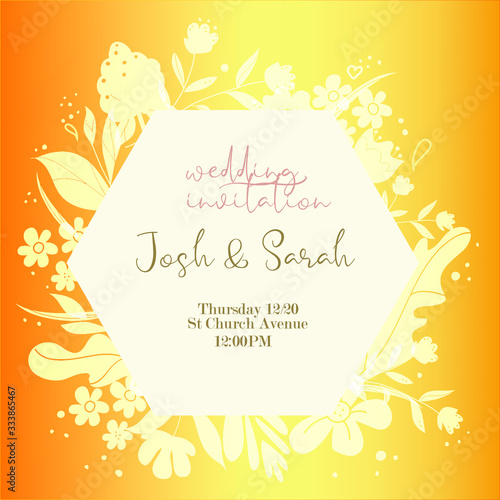 Brochure for advertisment with silhouette of the flowers in golden colors  can beused for invitations  weddings  sales