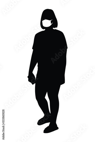 woman with mask silhouette vector