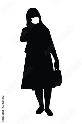 woman with mask silhouette vector