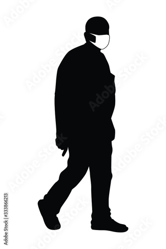Man with mask silhouette vector
