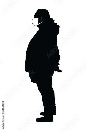 woman with mask silhouette vector