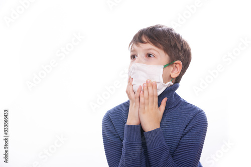 A child in a medical mask during the coronovirus in the world.
