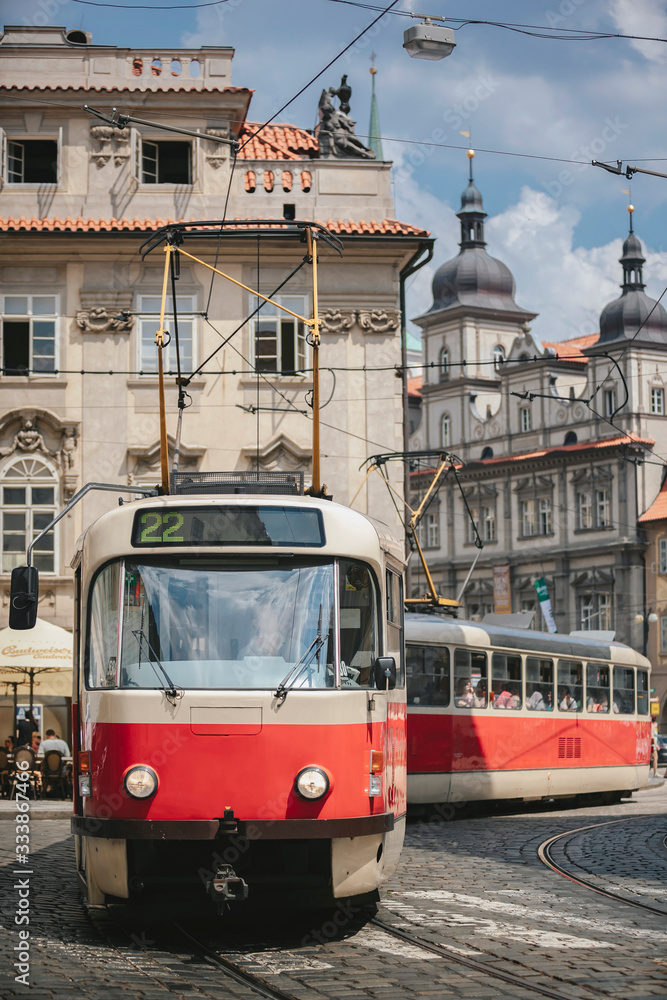 old tram in prague Czech republic