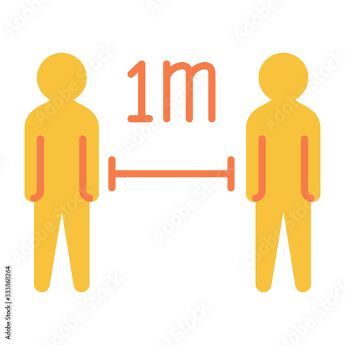 1 meters social distance people icon with modern flat style icon color or colorful