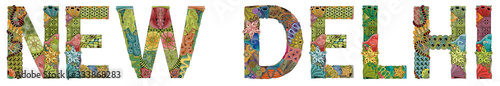 New Delhi city is the capital of India. Vector decorative zentangle object for decoration