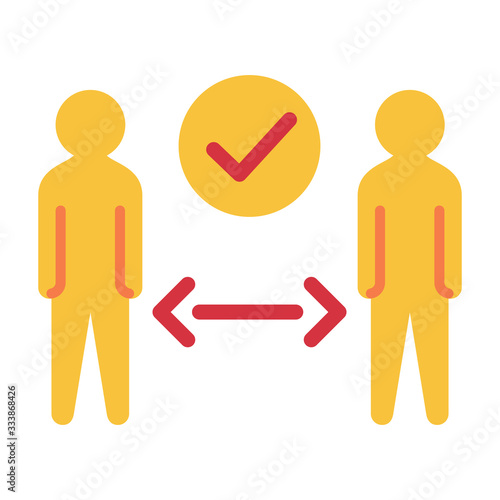 social distancing people with modern flat style icon color or colorful