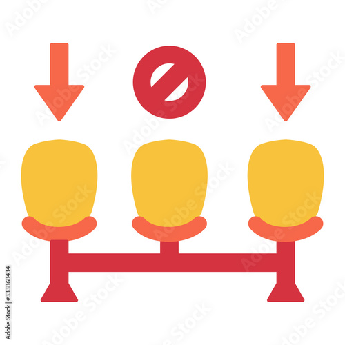 social distancing chair distance icon with modern flat style icon color or colorful