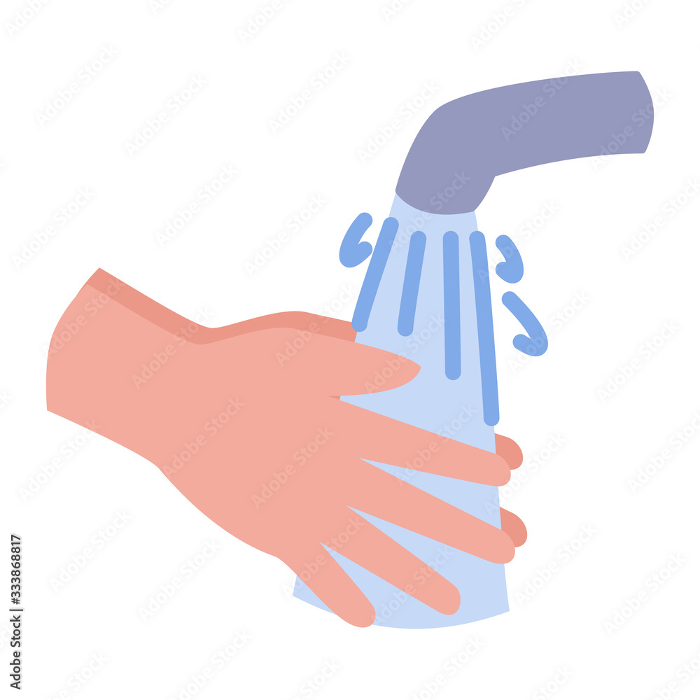 Fototapeta premium wash hand with flowing water with modern flat style icon color or colorful