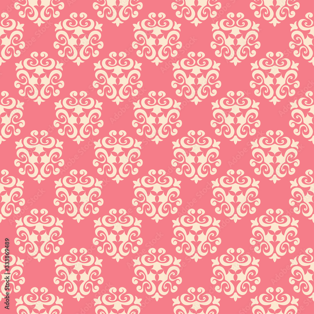 Floral seamless pattern. Pink and beige background Floral seamless pattern. Pink and beige background