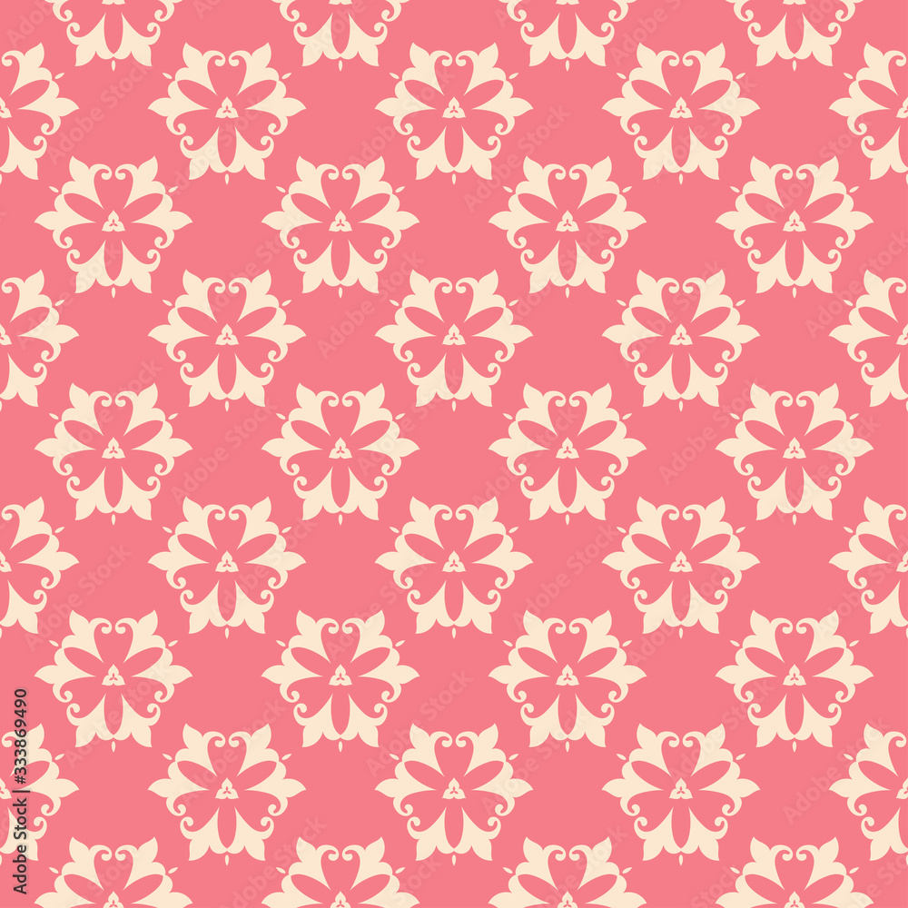 Seamless floral beige pattern on pale pink background Seamless floral beige pattern on pale pink background