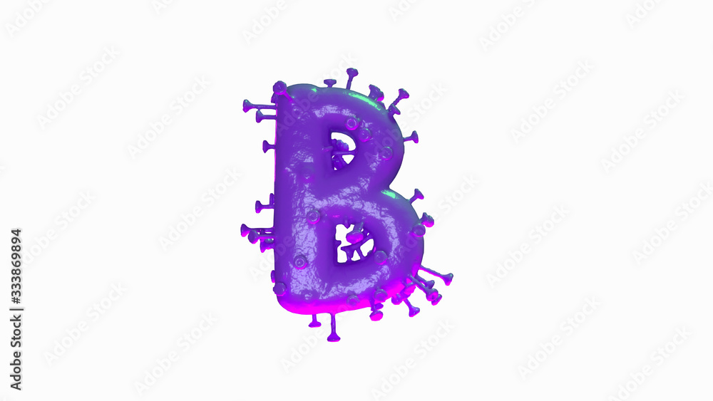 3d coronavirus covid19 letters, letter B creative typography 3d coronavirus covid19 letters, letter B creative typography