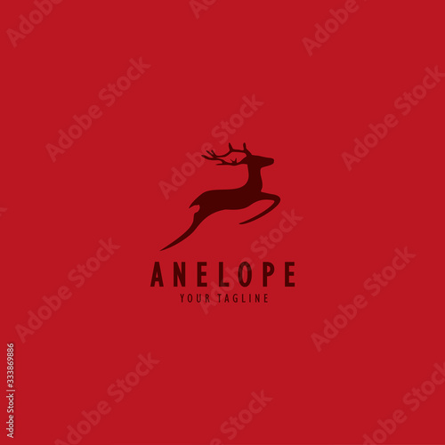 Jumping Deer Logo Design Vector Illustration Template Idea
