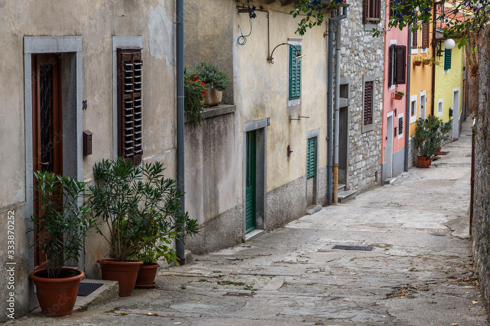 LABIN / CROATIA - AUGUST 2015: Narrow street in the old town of Labin, Istria, Croatia