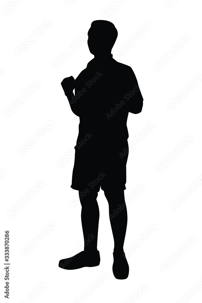 Man with backpack silhouette vector on white Man with backpack silhouette vector on white