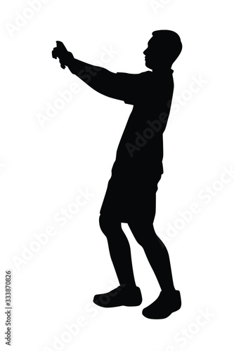 Man with phone silhouette vector on white