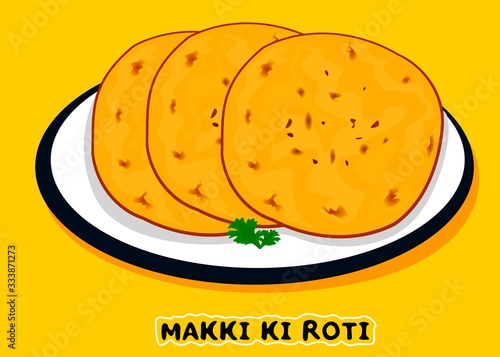 Makki ki Roti or Makke ki Roti indian Punjabi food Vector