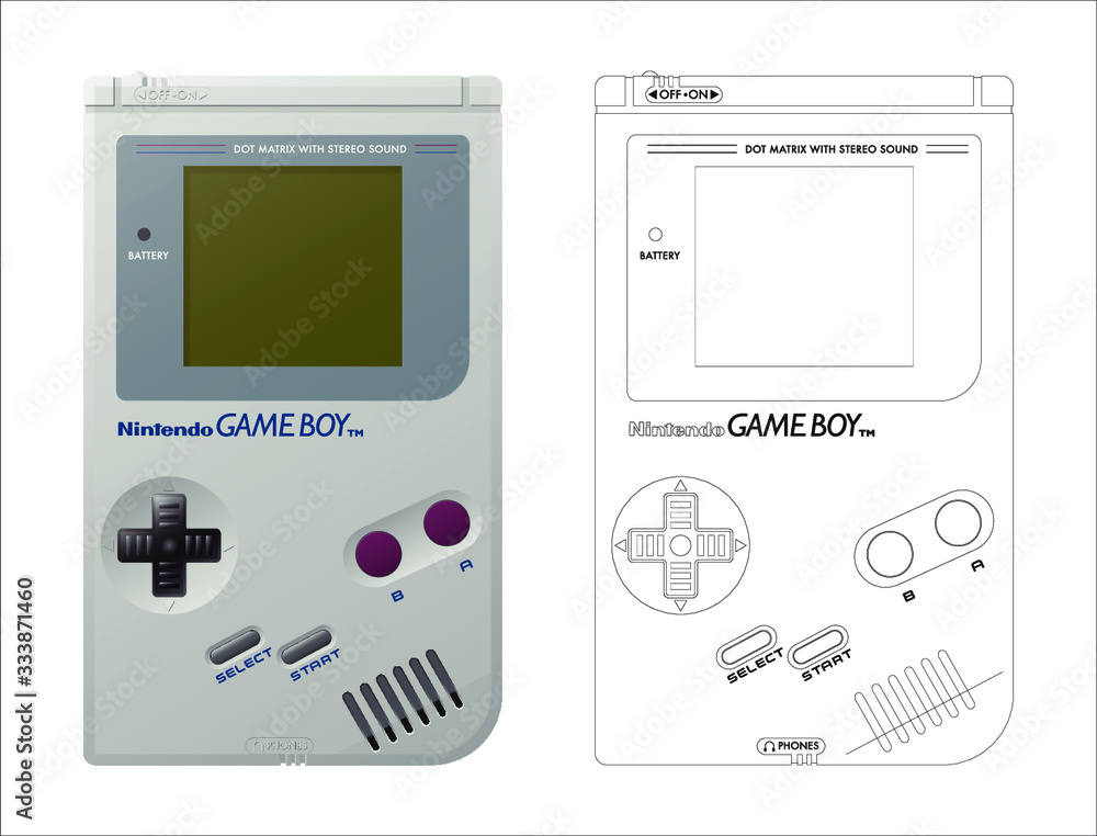 A technical and vector a vintage 1989 Nintendo Gameboy - March 29, 2019 in Bristol, United Kingdom Stock Vector Adobe Stock