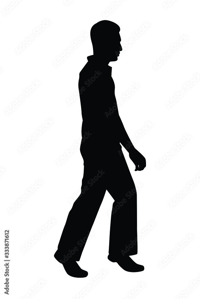 Standing man silhouette vector on white