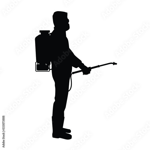 Man with sprayer silhouette vector on white