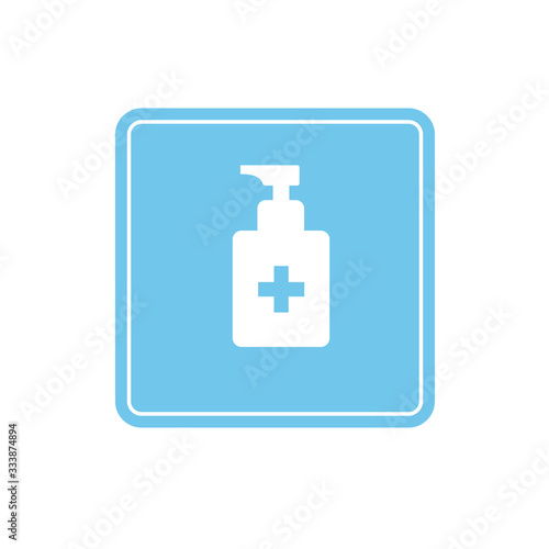 Disinfection. Hand sanitizer bottle icon, washing gel. Vector illustrationDisinfection. Hand sanitizer bottle icon, washing gel. Vector illustration