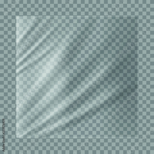 Realistic transparent plastic wrap, vector illustration