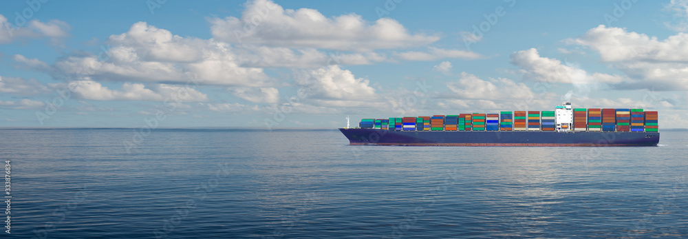 Container ship carrying container for import and export, business ...
