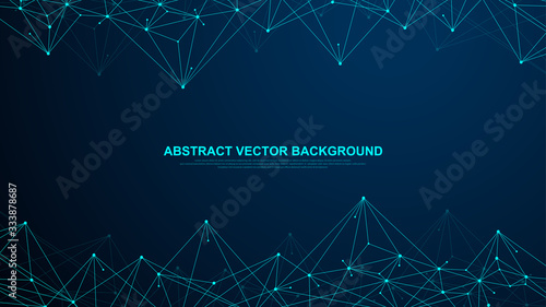 Abstract plexus background with connected lines and dots. Plexus geometric effect. Digital data visualization. Futuristic technology style low-poly element for design. Vector illustration.