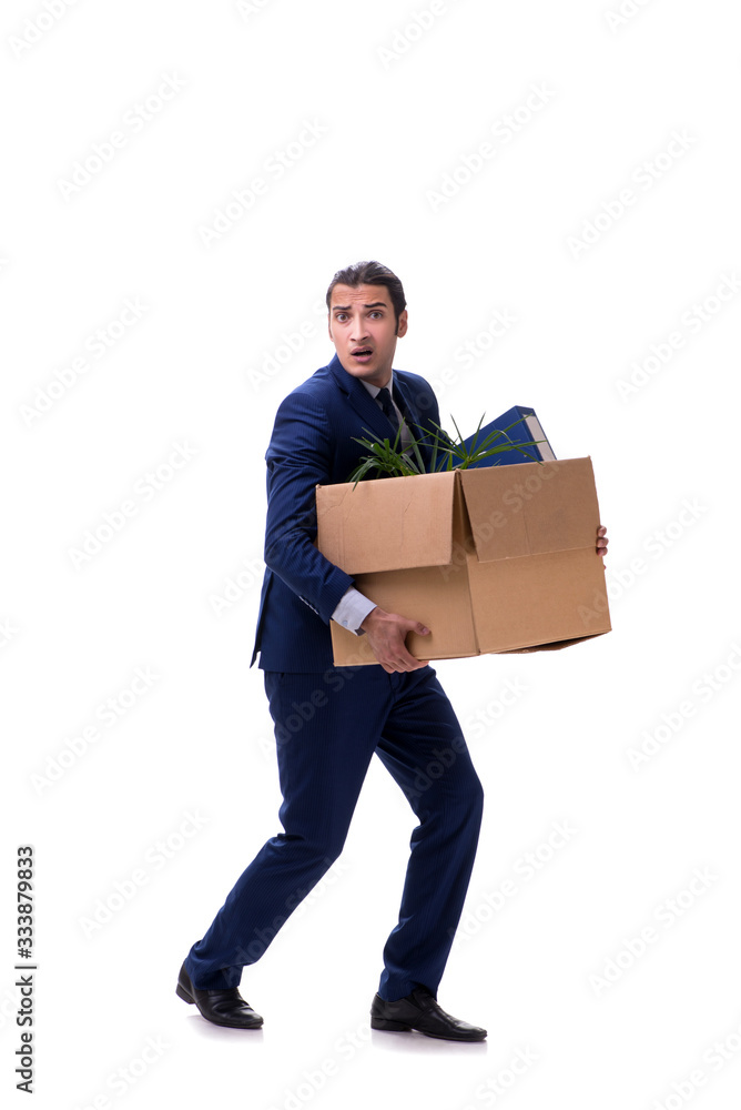 Young male businessman employee isolated on white Young male businessman employee isolated on white