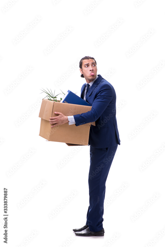 Young male businessman employee isolated on white Young male businessman employee isolated on white