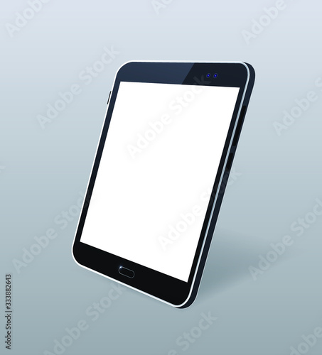 Black Gadget with Blank Touch Screen . Isolated Elements on Grey Background