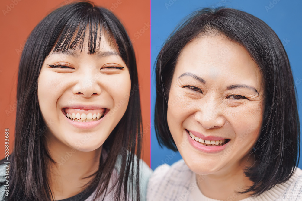 Happy Asian mother and daughter having fun outdoor - Portrait Chinese family people spending time together outside - Love, relationship and parenthood lifestyle concept Happy Asian mother and daughter having fun outdoor - Portrait Chinese family people spending time together outside - Love, relationship and parenthood lifestyle concept