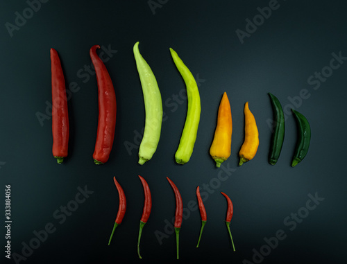 colorful chili on black table