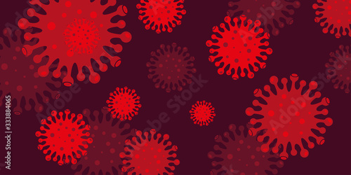 Banner Covid-19, website background, the header of the site, illustration of the deadly bacterium coronavirus