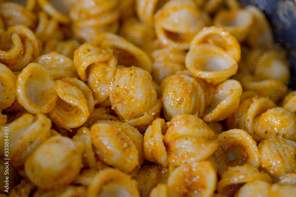pasta orecchiette with pesto rosso sauce pasta orecchiette with pesto rosso sauce