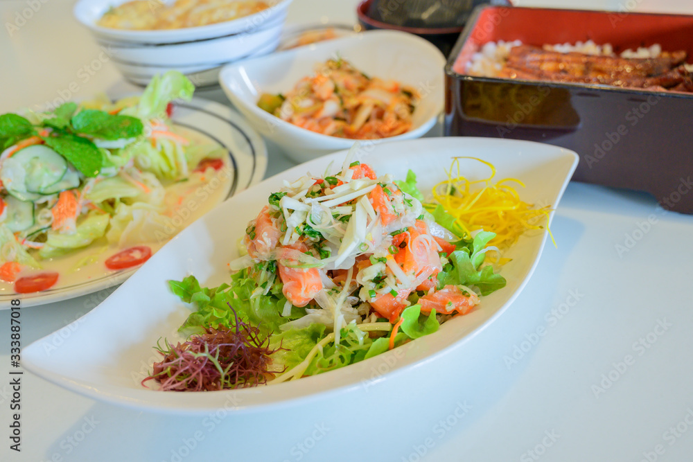 Salmon salad, Japanese food