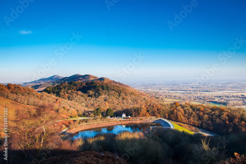A December walk over the Malvern hills on the Worcestershire herefordshire and Gloucestershire borders in the midlands of England. photo