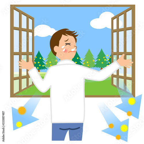 窓を開けたために花粉を部屋に入れてしまった人