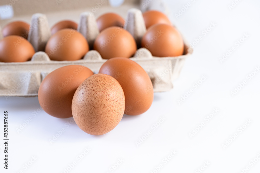 Raw chicken eggs organic food for good health high protein on white background Raw chicken eggs organic food for good health high protein on white background