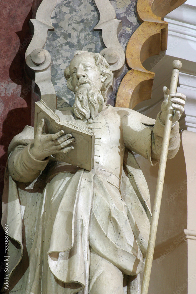 Saint Joachim statue on the main altar in the Franciscan church of St. Francis Xavier in Zagreb, Croatia